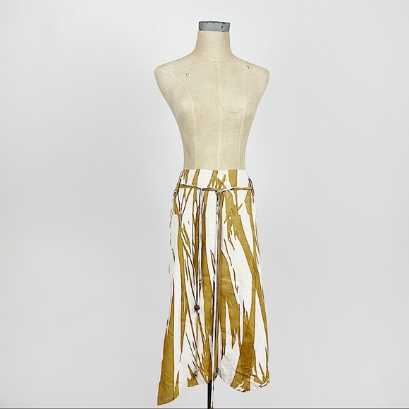 La Matta Italian Suede Tan Cream Asymmetrical Skirt - Picture 2 of 9